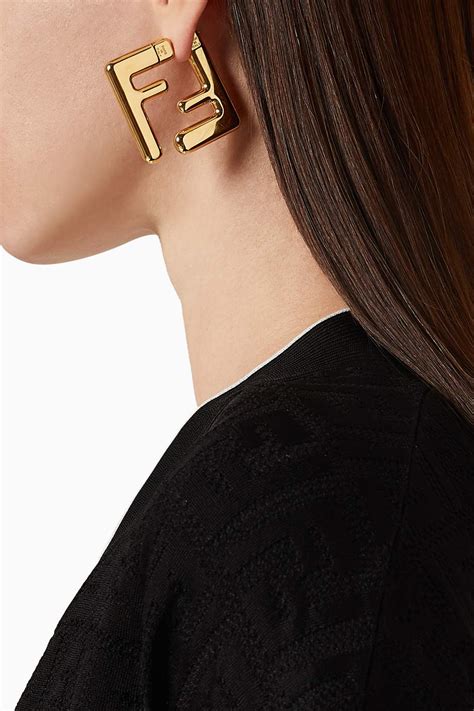 fendi gold cuff|Women's Designer Earrings & Brooches .